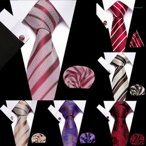 Marid Ments Set Extra Long Taille 145cm 7 5cm Coldie Rose rouge Stripe 100% Silk Jacquard Woven Coup Tie Suit Wedding Party1 2624