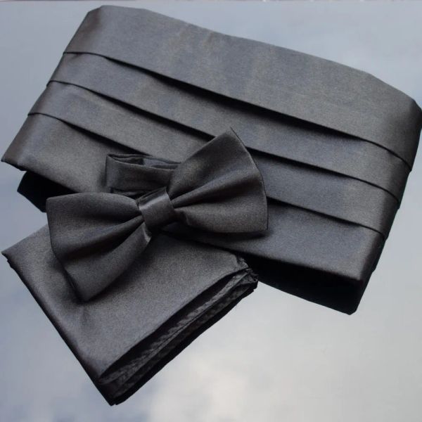 Homme de mariage Cummerbund Sets Pocket Square Hanky ​​Bowties Tuxedo Formal Noeud Papillon Sash Wide Belts Cérémonial Beltzz