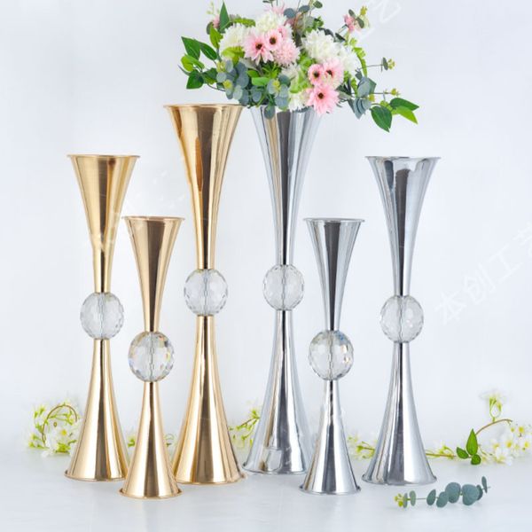 Mariage en métal Trumpet Vase Vase Table de mariage Centre maître de la route Road Flow Flower Stand 917