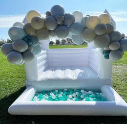 Mini saltador para niños pequeños de boda, casa de rebote inflable blanca pequeña, piscina de bolas con tobogán hinchable para niños 1884145