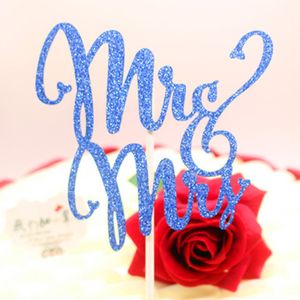 Mariage mr mrs gâteau topper scintiller gâteau drapeau cupcake topper anniversaire mariage aniversary fête gâteau de pâtisserie décor