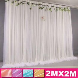 Rideau de gaze de soie pour arrière-plan de fête de mariage, filet de gaze en tissu blanc, panneaux de cabine Photo de mariage, décoration de fond