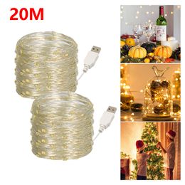 Bruiloftsfeest Decor LED-slingerlicht 20M Fotoclip Fairy Light Batterij-aangedreven Garland Kerstvakantie Woondecoratie