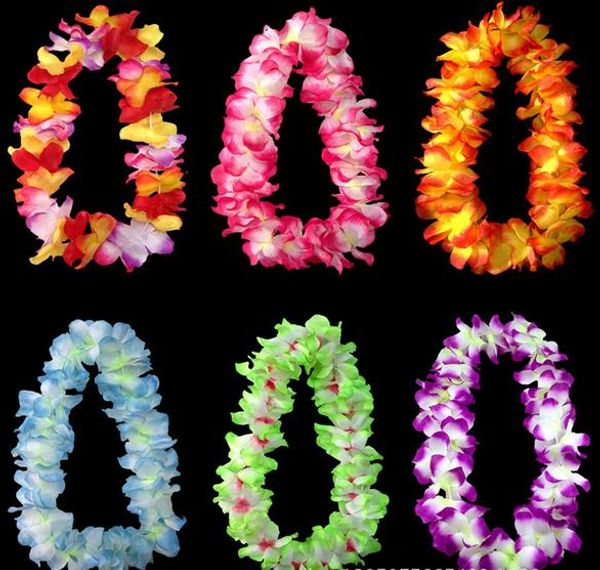 décoration de fête de mariage fleurs hawaïennes collier couronnes jupes d'herbe accessoires collier fleurs artificielles coloré drop shipping