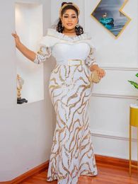 Robes de soirée de mariage longue de luxe dubaï africain Sequin moulante sirène Robe Ankara Dashiki tenues Vetement Femme 240109