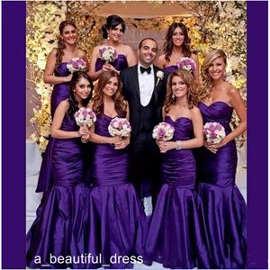 Bruiloftsfeest Evenementen Formele dressessimple paarse lange zeemeermin bruidsmeisje jurken met sweetheart mouwloze vloer-lengte op maat gemaakt formeel