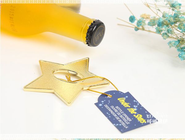 Favores de la fiesta de bodas, obsequios y obsequios para los invitados: la fiesta del abridor de botellas Gold Star 