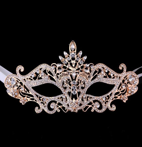 Masque de fête de mariage 2022 strass créatifs masque de danse de bal de fin d'année or argent noir fait à la main 195cm96cm en stock supérieur Ha9792376