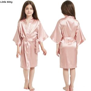 Robes de fête de mariage pour filles enfants pyjamas en satin vêtements de nuit pour adolescents peignoirs en soie kimono enfants 211130