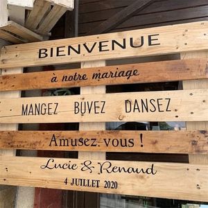 Etiqueta engomada del vinilo del banquete de boda etiqueta de la boda francesa pegatinas de signo de bienvenida de la boda nombre personalizado fecha Mural comer beber divertirse bailando 220608