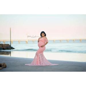 Bruiloft zwangere vrouw fotografie props kleding vrouwen kanten staart korte mouw jurk voor fotoshoot