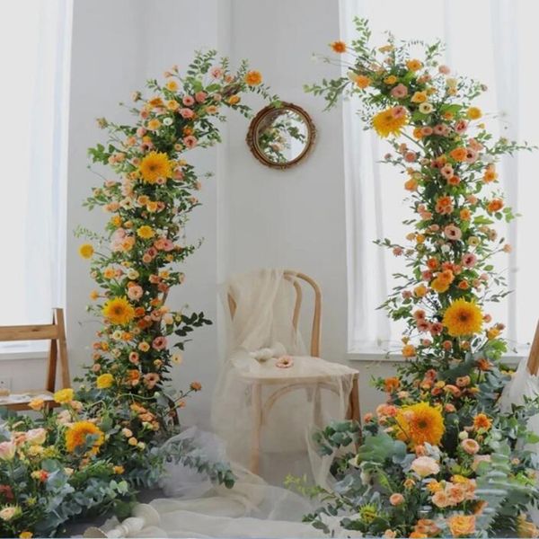 Arc de fond en métal pour accessoires de mariage, décoration de bienvenue, support de fleurs en fer forgé pour mariage