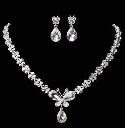 Collar de perlas de diamantes de imitación de boda + pendientes Conjuntos de joyería nupcial de boda accesorios de boda vestido de dama de honor accesorios para el cabello de fiesta HT032
