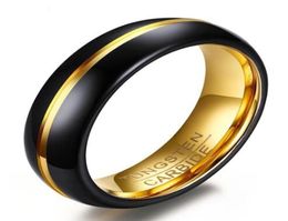 Anneau de mariage 6 mm en or et noir plaqué pour hommes en carbure de tungstène en carbure de désherbage pour l'homme et la femme taille 612 2778314