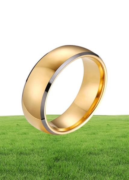 Bague de mariage Superbe Anneau de mariage en carbure de tungstène en or en forme de dôme3562799