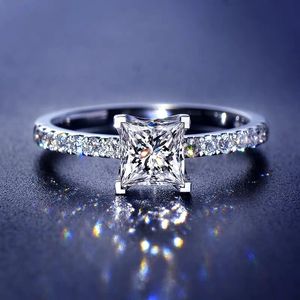 Anneaux de mariage 1-2CT princesse coupe bague de fiançailles VVS D incolore Solitaire diamant promesse bague de mariée pour femmes bijoux de mariage 231121