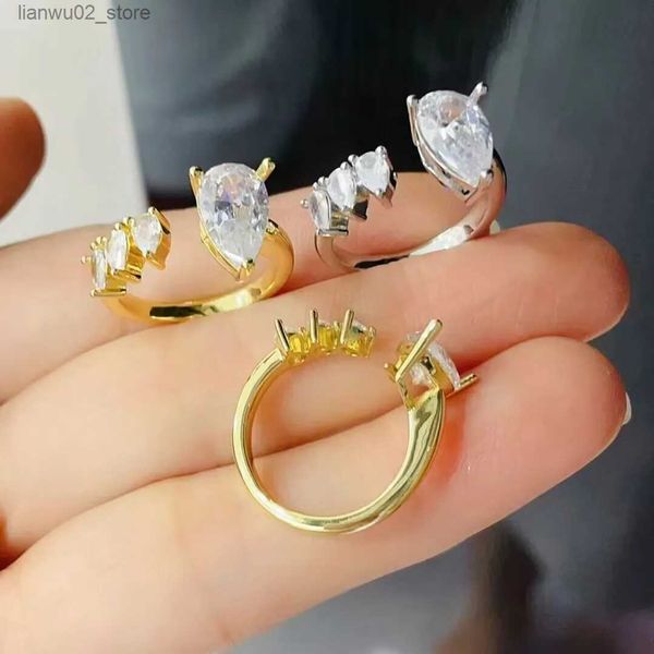 Anneaux de mariage 10 pièces de bijoux pour femmes à la mode fête punk ouvert et réglable plaqué or 18 carats minimaliste perle de coquille blanche/bague en zircon transparent Q240315