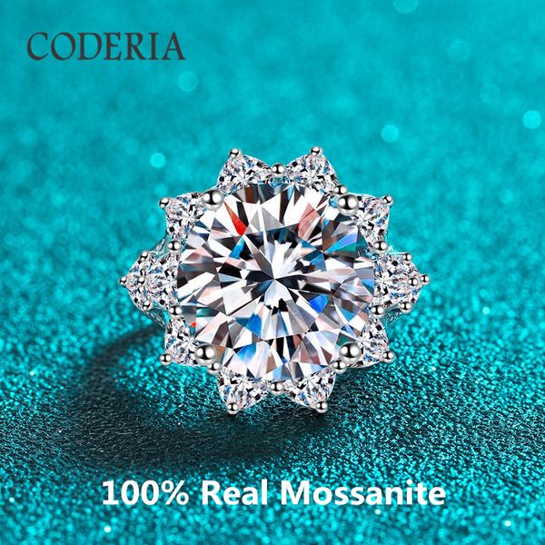 Anneaux de mariage 100% réel Mossanite D couleur 10 carats 14mm bague en or 18 carats en argent Sterling femmes bijoux promesse mariée bagues en diamant 230915