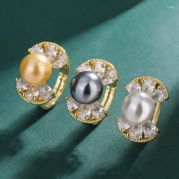 Anneaux de mariage 10mm blanc perle nœud papillon Couple ensembles de bijoux réglables pour femmes robe breloques accessoire 2023 tendance cadeau