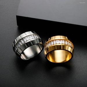 Trouwringen 12 mm brede grote ring voor vrouwen mannen koppelen kristallen roestvrij staal vintage dikke kubieke zirkonia ving waterdichte sieraden