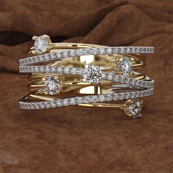 Anneaux de mariage 14K 3 couleurs or bague en diamant pour femmes topaze 1 Carat pierre précieuse Bizuteria Anillos argent 925 bijoux bagues de fiançailles en diamant 231218