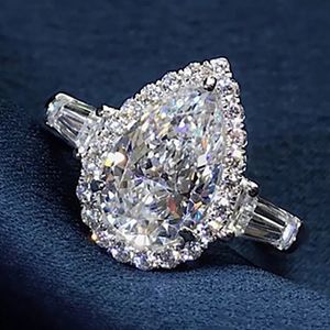 Eheringe 14K Au585 Weißgold Frauen Hochzeit Verlobungsring 1 2 3 4 5 Karat Wassertropfen Birne Diamant Ring Trapezoid 231019