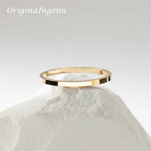 Anillos de boda 14k oro lleno anillo de banda plana hecho a mano minimalismo delicado joyería de las mujeres impermeable resistente al deslustre 231030