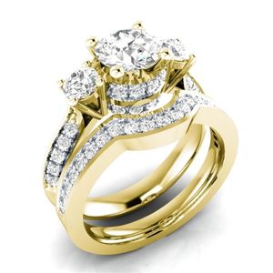 Anneaux De mariage 14K or péridot diamant bague ensemble bijoux pour femmes Anillos De Bizuteria anillos mujer pierres précieuses bijoux femme bijoux anneaux hommes 231214