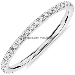 Anneaux de mariage 14k plaqués en or Solide 925 Sterling Sier CZ Simated Diamond Empilable Ring Eternity Bands For Drop Livilor Jewelry DHS6T