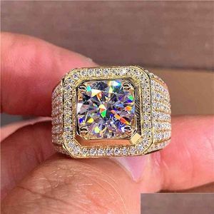 Wedding Rings 14K Gold Solitaire man 2ct Lab Diamond Moissanite Ring 925 Sterling Sier Sieraden Betrokkenheid trouwring Ring Dhgarden Dhysn