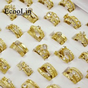 Wedding Rings 15 pc's 5 Sets 3 op 1 zirkoon Goldplated Women for Female Wholesale Jewelry Bulks Lot LR4038
