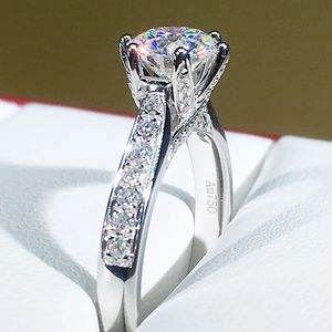 Trouwringen 18K Au750 Witgoud Dames Bruiloft Verlovingsring 1 2 3 4 5 Karaat Ronde Diamanten Ring Kruis Trendy Elegant 231019