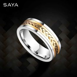 Trouwringen 18K Gouden Ring voor Mannen Tungsten Inlay Hoge Kwaliteit Gevlochten Echte Gouden Sieraden Business Noble Wedding BandCustomized 24329