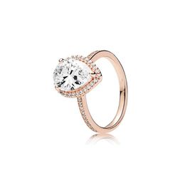 Bagues De Mariage En Or Rose 18K Tear Drop Cz Bague En Diamant Avec Boîte D'origine Pour Pandora 925 Sier Set Bijoux De Fiançailles Femmes Livraison Dhyrn