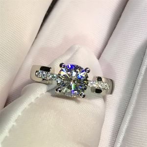 Wedding Rings 18K White Gold Ring 1CT 2CT 2CT 3ct Lab Diamond Romantisch 4 Claws Juwelen Verjaardag verlovingsring 220829