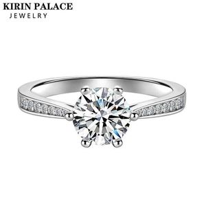 Wedding Rings 1CT 1.5CT 2CT Moissanite Wedding Ring voor vrouwen Sterling Silver Round briljante Diamond Solitaire verlovingsringen Geschenk 240419