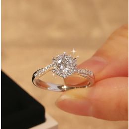 Wedding Rings 1CT Wit Gold Engagement Opening For Women S925 Sterling Silver Brand Fine Jewelry Certificate Drop 230816