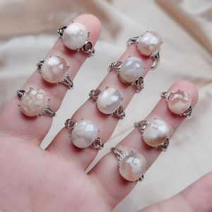 Wedding Ringen 1 pc Natuurlijke stenen Helende kristal raw agat kwarts kersen agataten verstelbare open vingerring voor vrouwen mode juwelenwedding