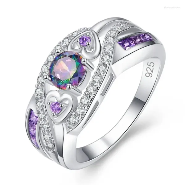 Anneaux de mariage 1pcs luxe violet diamant en forme de coeur pour les femmes européennes américaines quatre griffes fiançailles amant cadeau de fête