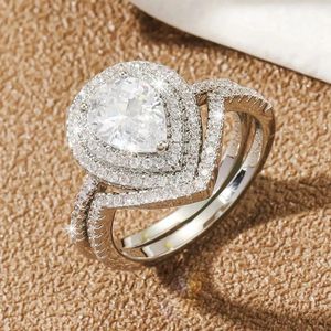 Bagues de mariage 2 couples anneau dames bijoux rond pierre zircon ami adourant-cadeau paire
