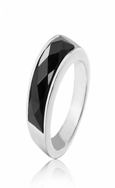 Anillos de boda 2021 Piedra de cristal de color negro para mujeres Hombres Diseños de lujo 8 mm Joyería de acero inoxidable Regalo Drop1334332