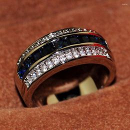 Anillos de boda 2022 llegada Vecalon Drop joyería de moda 10KT oro blanco relleno azul 5A Zirconia CZ Enternity hombres anillo conjunto