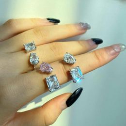 Anillos de boda 2022, anillo de princesa pera de Color rosa y blanco a la moda para amantes de las niñas, regalo de Navidad, joyería al por mayor