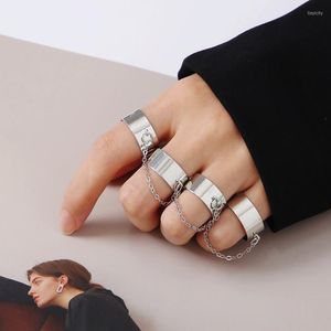 Wedding Rings 2022 Punk Cool Hip Ring Multi-Layer verstelbare ketting Vier Open Finger Alloy Man Roteer voor vrouwen feestgeschenk