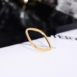 Eheringe 2022 Trendy Zierliche Quadratische Ring Frauen Edelstahl Micro Zirkon Geometrische Dünne Gold Silber Farbe Mode Schmuck Geschenke