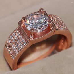 Anneaux de mariage 2023 Arrivée Bijoux de mode 925 Sterling SilverRose Gold Forme ronde 5A Zircone CZ Enternity Hommes Bague Cadeau