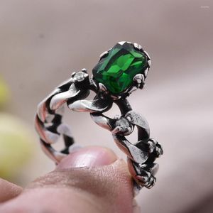 Anneaux de mariage 2023 arrivée à la mode naturel vert cristal étoile Thai argent dames bague de fiançailles bijoux originaux pour les femmes saint valentin