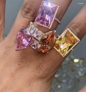 Trouwringen 2023 Baguette Roze Pinky Zirkoon Steen Rose Goud Prijzen Geslepen Cz Ring Voor Vrouwen Bruids Verloving Luxe Mode-sieraden