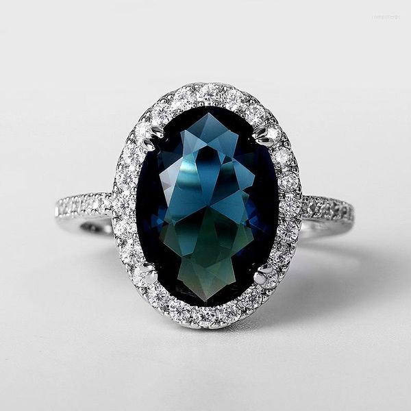 Anneaux de mariage 2023 charmant bleu CZ femmes accessoires de fête Bling gracieux mariée éternité anneau bijoux à la mode en gros