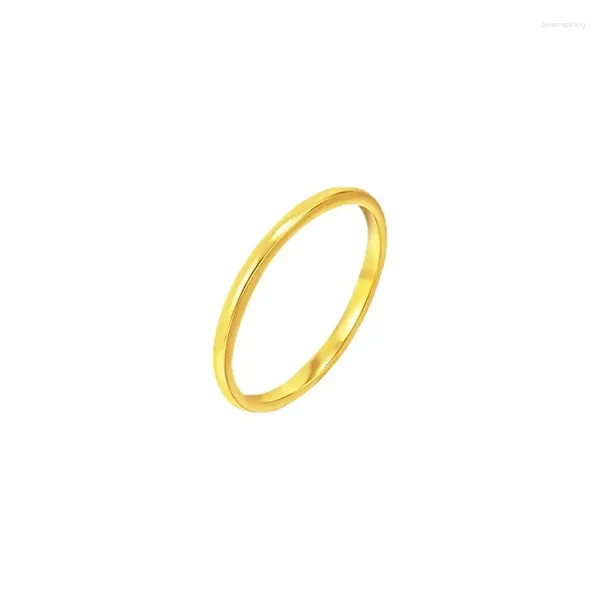 Anillos de boda 2023 Clásico 24K Chapado en oro Anillo de moda Charm Joyería Ancho de superficie 3 mm 4 mm 5 mm 6 mm para mujeres Hombres Dorado circular